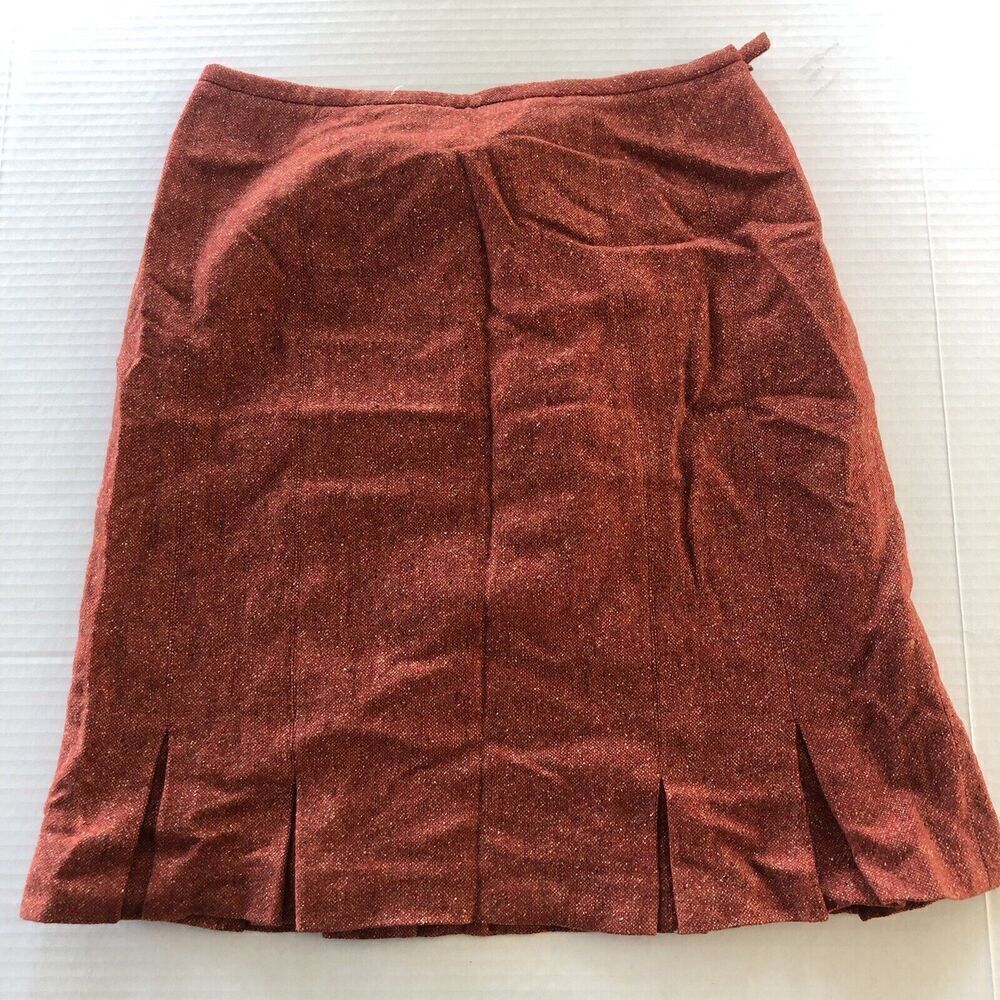 Talbots Wool Silk Red Speckle Pencil Skirt Italian Sz 8P A2480